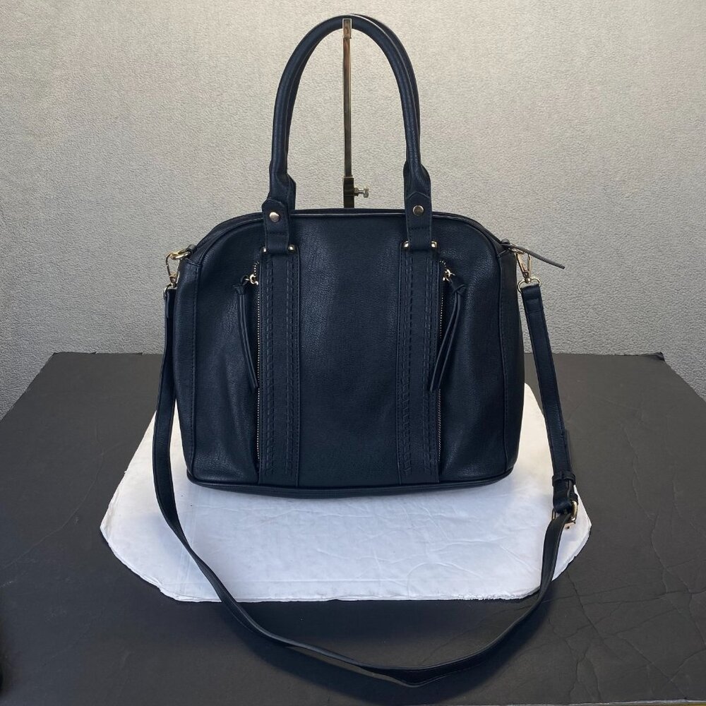 Sasha + Sofi  Tote Black eather Contract Double HandlesCrossbody straps. bag